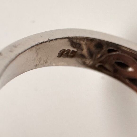 Vintage 925 Sterling Silver Black Spinel Cluster Ring STS Green Accents Sz 6.75 - Picture 8 of 9